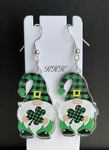 Irish Leprechaun Gonk Earrings Ireland Rugby Six Nations St Patrick’s Day - Picture 1 of 7