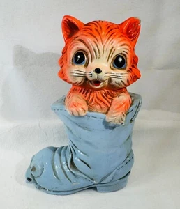 Vintage Rare Gambles Orange Kitten In Boot Ceramic Bank - Picture 1 of 5