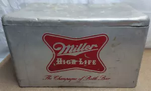 Vintage Miller High Life Cronstroms Beer Ice Chest Metal Aluminum Cooler - Picture 1 of 10