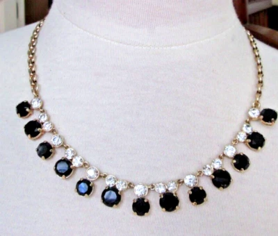 J. Collar de cadena de oro con estrás negro cristal transparente brillante CREW de 20" Foto 1 de 4