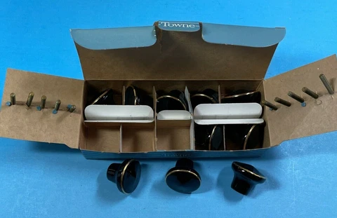 Black Ceramic Drawer Knobs x10 Vintage Towne Hardware Elegance Gold Trim New Cover