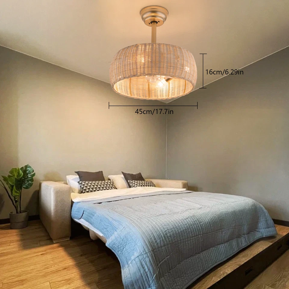 18.5in Boho Ceiling Fan Light Chandelier Pendant Lamp Bedroom Living Room Decor - Image 1 of 4