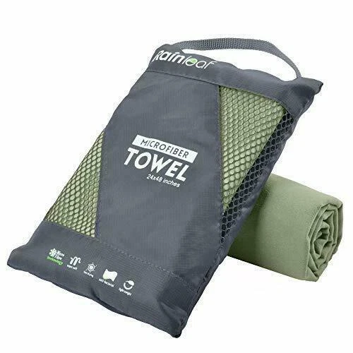 RainLeaf Microfiber Towel - Army Green, 12x24 inch