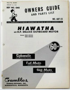 1960 Hiawatha 60 HP Deluxe Outboard Motor Illustrated Owners Guide, Parts List - Bild 1 von 1