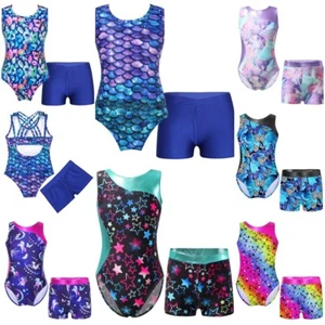 Kids Girls Sleeveless Dance Leotard and Shorts Ballet Gymnastics 2-Pieces AU - Picture 1 of 78