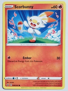 Scorbunny 030/202 NM B1G1F - Sword Shield Pokemon Card - kirisAki Art - Picture 1 of 2