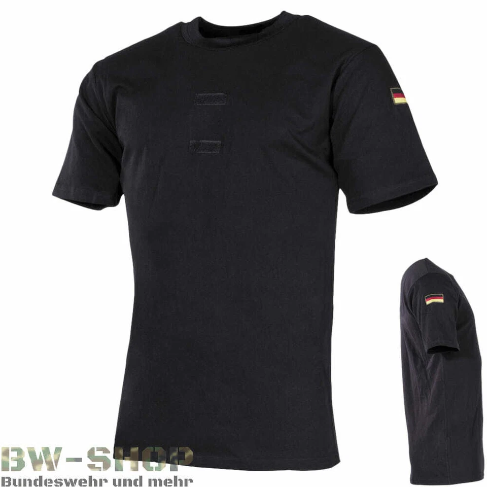 BUNDESWEHR T-SHIRT TROPEN SCHWARZ BW UNTERHEMD FLAGGEN & KLETT ARMY SHIRT S-4XL