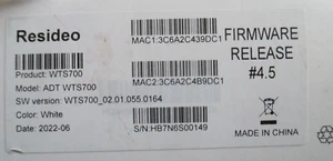 HONEYWELL RESIDEO ADT WTS700 MANDO A DISTANCIA TECLADO CONTROL FIRMWARE 4.5 - Imagen 1 de 6