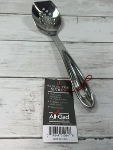 All-Clad Cook & Serve Stainless Steel Slotted Spoon, 9.5 inch, Silver, NEW - Picture 1 of 3