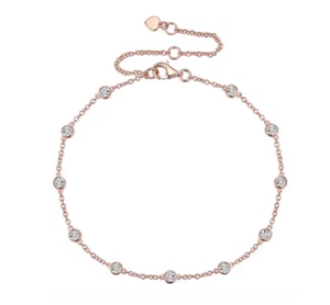 14k Rose Gold With Shiny 0.11CT Moissanites Women's Multi Beads Chain Bracelets - Picture 1 of 4