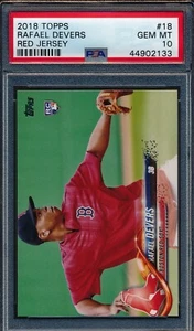 2018 Topps Rafael Devers Red Jersey SP Rookie RC #18 PSA 10 GEM MINT - Picture 1 of 4