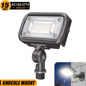 15W Mini LED Floodlight 5000K Outdoor Security Fixture Adjustable Knuckle Mount - Picture 1 of 14