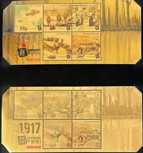 2017 IMPRESSIONS WWI Gold m/s coll 1x 24ct GOLD m/s & 1 color ovpt GOLD m/s - Picture 1 of 4