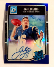 Jared Goff Auto RC Blue 71/75 Rated Rookie Optic On Card Detroit Lions