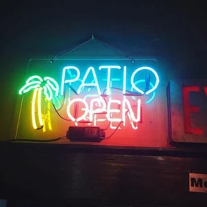 17"x14"Patio Open Palm Tree Neon Sign Light Beer Bar Pub Wall Hanging Visual Art - Picture 1 of 1