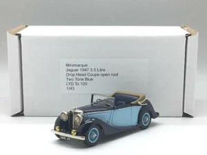 MINIMARQUE Metal Blanco 1947 Jaguar 3.5 Gota Cabeza Abierta Techo Dos Tonos Azul - Imagen 1 de 1