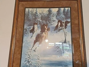 RARE VINTAGE INTERNATIONAL MUSEUM HORSE FRAMED PRINT BY CHUCK DEHAAN /SIGNED - Picture 1 of 6