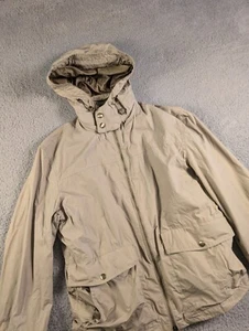 Massimo Dutti Jacket Women's XL Beige Windbreaker Hooded Rain Jacket Full Zip - Picture 1 of 12