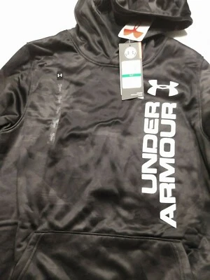 NWT Under Armour Boys YLG Cold Gear Black/gray Print Hoodie Sweatshirt L - Image 1 of 2