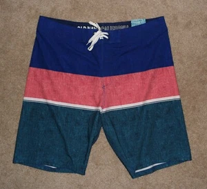 New Mens Old Navy Swim Board Shorts Sz 38 Colorblock Striped Stretch - Picture 1 of 2