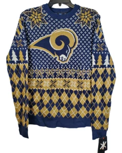 Klew Maglione Uomo St. Louis Rams Holiday Manica Lunga Brutto, Navy/Giallo, Medium - Foto 1 di 12