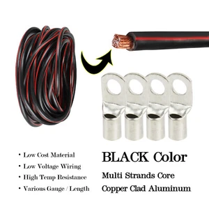 Cable inversor de batería solar para camión cable de alimentación negro calibre 2 AWG, terminales de cobre SC - Imagen 1 de 10