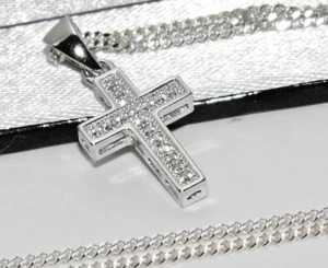 STERLING SILVER CROSS Pendant ~ Choice of Chain / Necklace - Picture 1 of 7