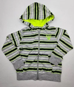 NIKE Little Boys Size XS 3-4y Zip Front Hooded Jacket Stripes Embroidered Logo - Picture 1 of 8