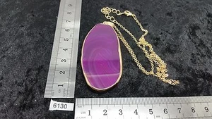 PINK ACHAT HALSKETTE + KETTE vergoldet Scheibe (Scheibe) Mineralien Lithotherapie - Bild 1 von 3