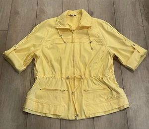 TanJay Vintage Lightweight Jacket Full Zip Yellow Adjustable Sleeve Women's 14P - Picture 1 of 13