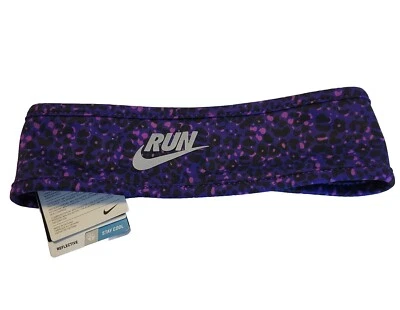 Nike Womens Dri-Fit Running Headband Reflective Logo Swoosh Reversible Purple — 第 1/4 张图片