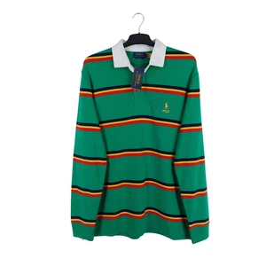 Polo Ralph Lauren Men's Size Large Green Multi Striped Rugby Shirt BNWT RRP £169 - Picture 1 of 12