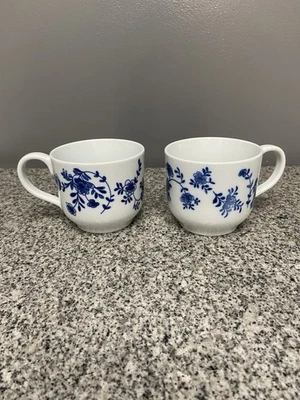 IKEA Juego de 2 tazas de té de café de cerámica 16 oz blanco y azul estilo floral 21533 Foto 1 de 4