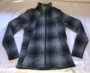 Giacca maglione pile North Face full zip finto collo a quadri blu donna taglia S - Foto 1 di 8