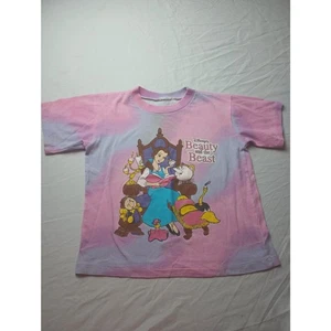 T-shirt vintage Disney La Bella e la Bestia punto singolo bambino media 10/12  - Foto 1 di 7