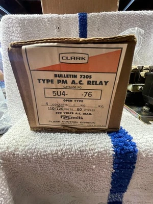 NIB A O SMITH CLARK 7305 TYPE PM RELAY 5U4 10AMP 600V A9-172918 120V COIL 60Hz - Image 1 of 4