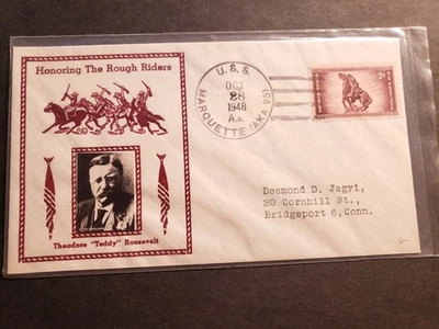 USS MARQUETTE AKA-95 Naval Cover 1948 ROOSEVELT ROUGH RIDERS PHOTO Cachet - Image 1 of 2