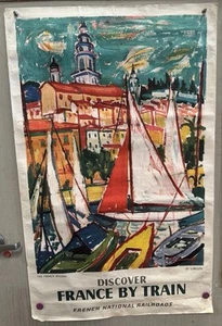 Vintage Original 1965 LIMOUSE Die französische Riviera Frankreich mit dem Zug SNCF Reiseplakat - Bild 1 von 8