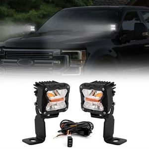 For 23-25 Ford F250/350/450 SD 3'' Amber White Strobe Light+Ditch Mounts+DT Wire - Picture 1 of 14