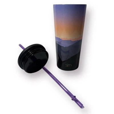 Vaso aislante Simple Modern Sunset Mountains 20 oz con tapa y pajita (2021) Foto 1 de 4