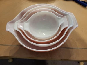 Set Of 4 Pyrex Pink Gooseberry Cinderella Mixing Bowls #444, #443, #442, #441 - Picture 1 of 12