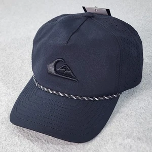 Quicksilver Rope Mesh Trucker Hat Adult OSFM Black Logo Surf Skate Snapback Cap - Picture 1 of 14