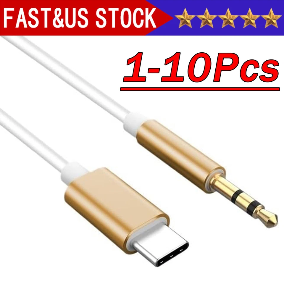 Lote de Adaptador de Audio Música Auxiliar Cable Tipo-C Tipo-C Macho a Cable de 3.5mm Coche AUX Foto 1 de 1