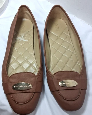 Michael Kors Lillie Tan Brown Leather Moccasin Flat Woman's Size 12 - Image 1 of 4