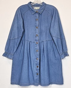 Vtg J Gee Western Denim Button Front Shirt Dress Medium Cowgirl Country Rodeo - Picture 1 of 11