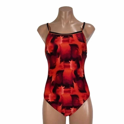 Speedo Vintage 80s 90s red and black liquid swimsuit high cut 10/36 one piece - Image 1 of 4