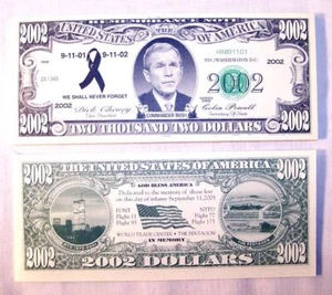 25 billetes de dólar Bush 2002 billete de coleccionista dinero falso - Imagen 1 de 1
