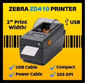 Zebra ZD410 Desktop Label Printer with USB Cable and Power Cable, 203 DPI!🔥⭐ - Picture 1 of 2