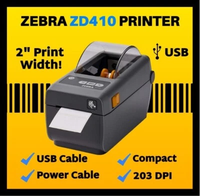 Zebra ZD410 Desktop Label Printer with USB Cable and Power Cable, 203 DPI!🔥⭐ - Image 1 of 2