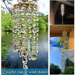 Colorful Crystal Wind Chimes Garden Patio Lawn Outdoor Decor Hanging C2